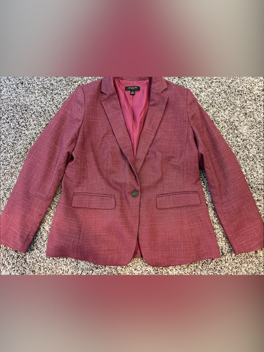 Ann Taylor Maroon Single-Button Blazer